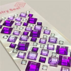 Kare Rhinestone Yapışkanlı Taş Sticker Seti Mor