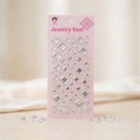Kare Rhinestone Yapışkanlı Taş Sticker Seti Kristal