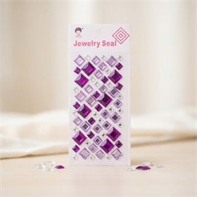 Kare Rhinestone Yapışkanlı Taş Sticker Seti Mor