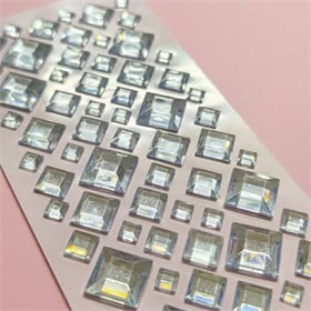 Kare Rhinestone Yapışkanlı Taş Sticker Seti Kristal