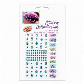 Kendinden Yapışkanlı Kristal Taş Sticker Seti Karışık Desen Turkuaz