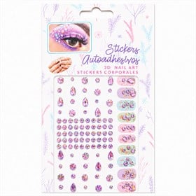 Kendinden Yapışkanlı Kristal Taş Sticker Seti Karışık Desen Lila