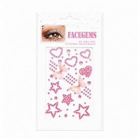 Kendinden Yapışkanlı Yıldız ve Kalp Desenli Yüz Taşı Sticker Seti