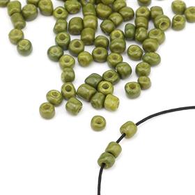 Kesme Kum Cam Boncuk Haki Yeşil