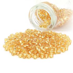 Kesme Kum Cam Boncuk Şeffaf Altın