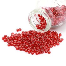 Kesme Kum Cam Boncuk Şeffaf Kırmızı