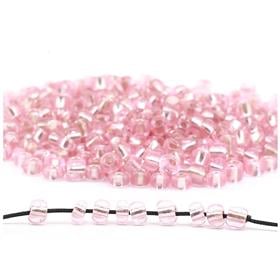 Kesme Kum Cam Boncuk Şeffaf Pembe