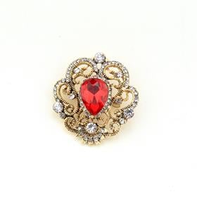 Kırmızı Damla Taşlı Vintage Broş