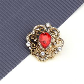 Kırmızı Damla Taşlı Vintage Broş