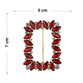 Kırmızı Kristal Taşlı Altın Renk Kemer Tokası