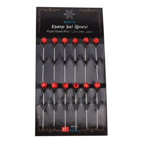 Kırmızı Kristal Taşlı Eşarp İğnesi 12 adet