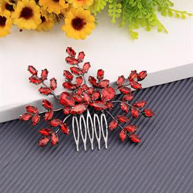 Kırmızı Kristal Taşlı Kar Tanesi Tarak Toka