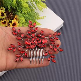 Kırmızı Kristal Taşlı Kar Tanesi Tarak Toka