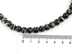 Krem Desenli Siyah Dizi Cam Boncuk