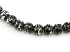 Krem Desenli Siyah Dizi Cam Boncuk