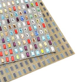 Kristal Dikdörtgen Taşlı Renkli Yapıştırma Mesh