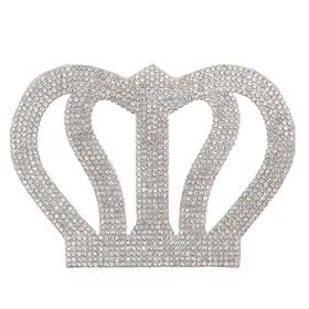 Kristal Gümüş Taşlı Kral Taç Motif 12,5 x 9 cm