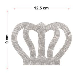 Kristal Gümüş Taşlı Kral Taç Motif 12,5 x 9 cm