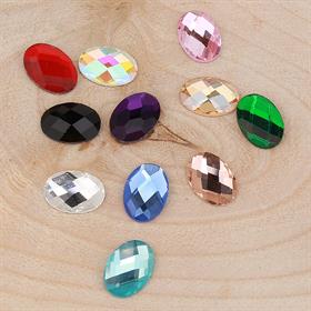 Kristal Renkli Cam Oval Taş 10X14 mm 5 adet