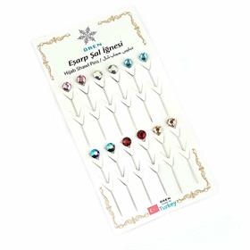 Kristal Renkli Taşlı Eşarp Şal İğnesi