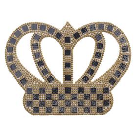 Kristal Sarı Taşlı Kral Tacı Motif Büyük Boy