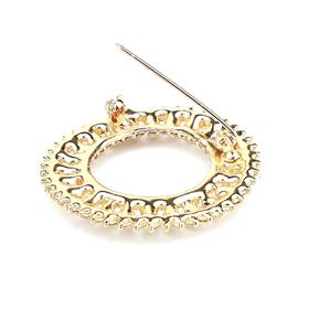 Kristal Taş ve İncili Halka Broş