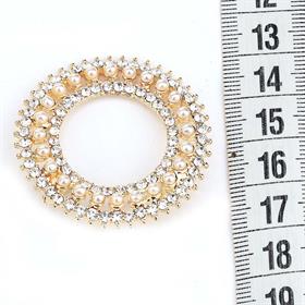 Kristal Taş ve İncili Halka Broş