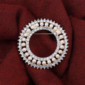 Kristal Taş ve İncili Halka Broş