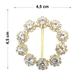 Kristal Taşlı Altın Renk Kemer Tokası Çiçek Modeli