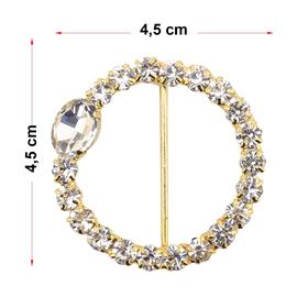 Kristal Taşlı Altın Renk Kemer ve Şal Tokası