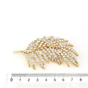 Kristal Taşlı Altın Yaprak Broş
