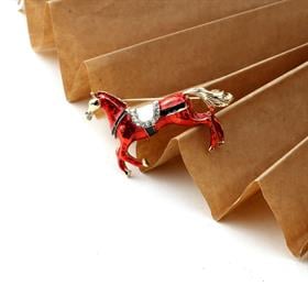 Kristal Taşlı At Figür Broş