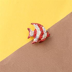 Kristal Taşlı Balık Broş