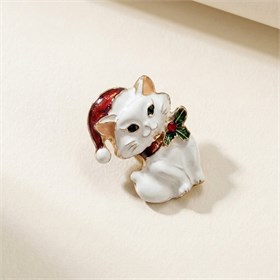 Yılbaşı Temalı Sevimli Kedi Broş