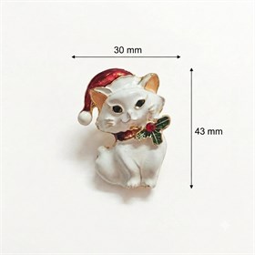 Yılbaşı Temalı Sevimli Kedi Broş