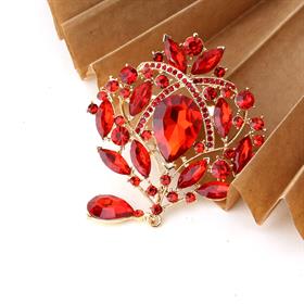 Kristal Taşlı Damla Detaylı Broş