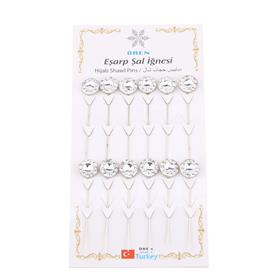 Kristal Taşlı Eşarp İğnesi 12 adet