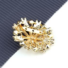 Kristal Taşlı Gold Broş
