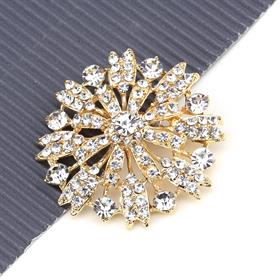 Kristal Taşlı Gold Broş