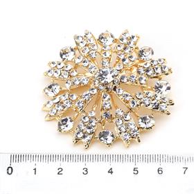 Kristal Taşlı Gold Broş