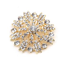 Kristal Taşlı Gold Broş