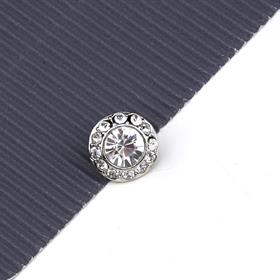 Kristal Taşlı Gümüş Metal Ayaklı Düğme 24 mm