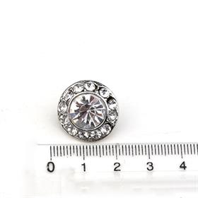 Kristal Taşlı Gümüş Metal Ayaklı Düğme 24 mm
