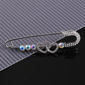 Kristal Taşlı Kalpli Çengelli Çatal İğne