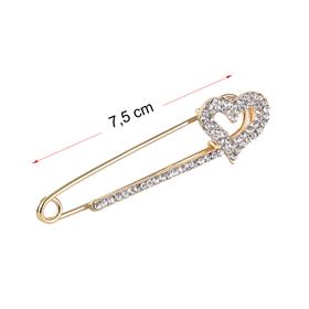 Kristal Taşlı Kalpli Çengelli Çatal İğne
