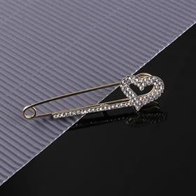 Kristal Taşlı Kalpli Çengelli Çatal İğne