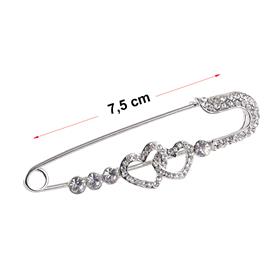 Kristal Taşlı Kalpli Çengelli Çatal İğne