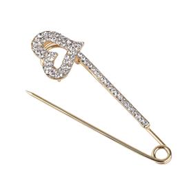 Kristal Taşlı Kalpli Çengelli Çatal İğne