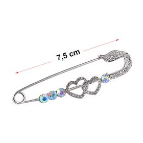 Kristal Taşlı Kalpli Çengelli Çatal İğne