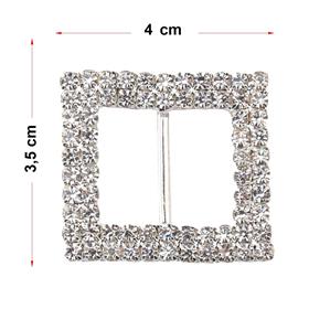 Kristal Taşlı Kemer Tokası Kare